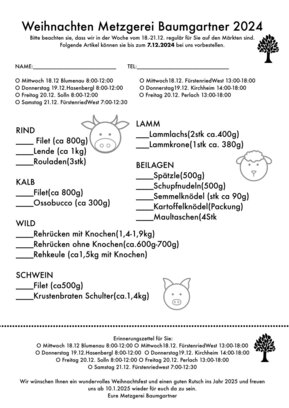 Weihnachtsbestellschein